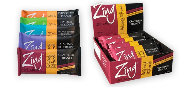 Packaging: Zing Nutrition Bars